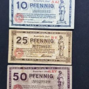 Lot 3 Notgeld Koln, 1921, GERMANIA