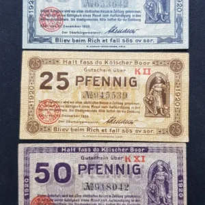 Lot 3 Notgeld Koln, 1920, GERMANIA