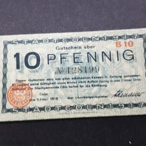 Notgeld 10 Pfennig 1917, GERMANIA-Coln, UNC