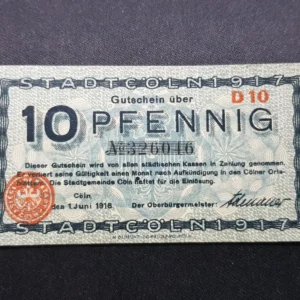 Notgeld 10 Pfennig 1917, GERMANIA-Coln, XF
