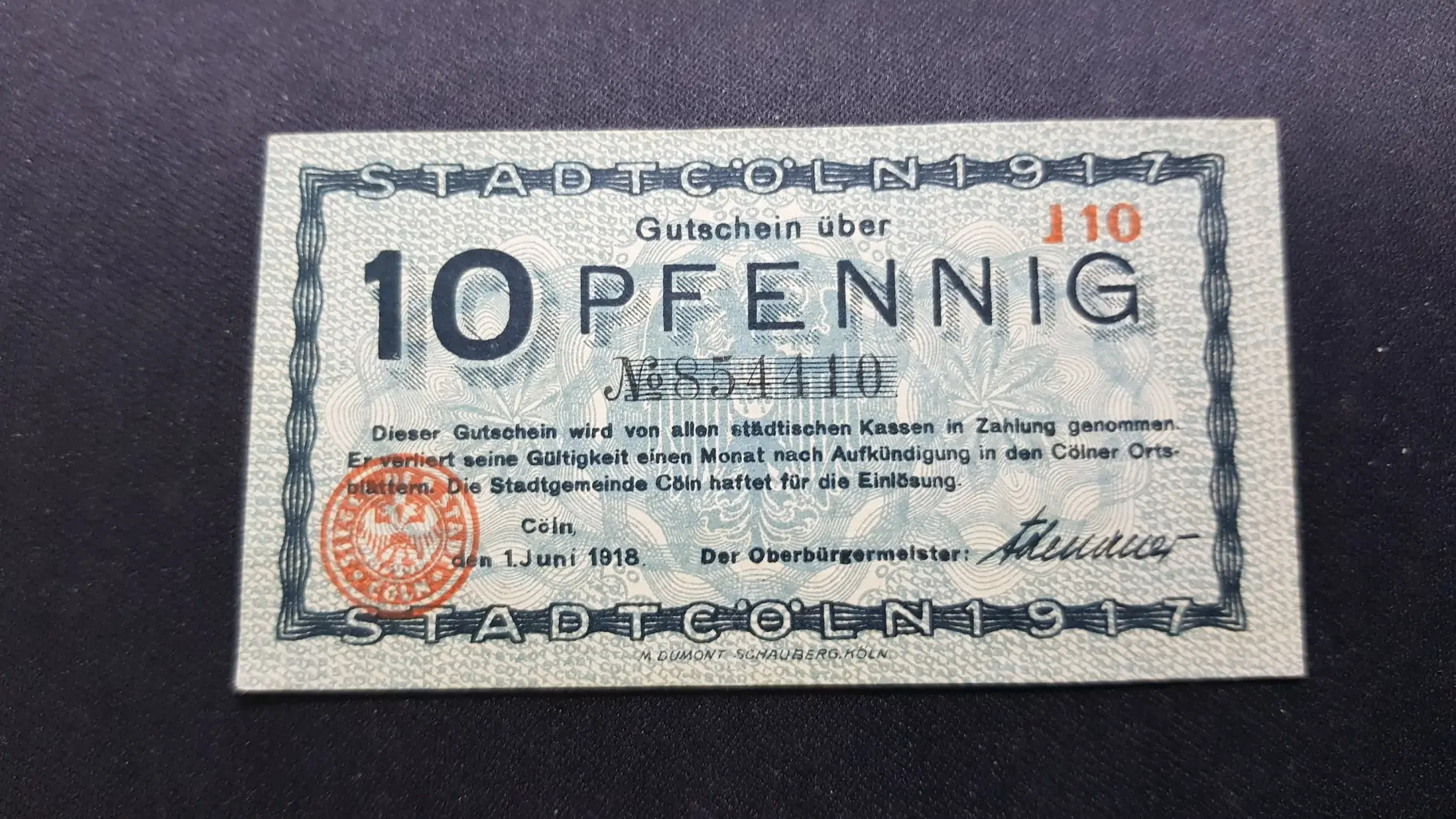 Notgeld 10 Pfennig 1917, GERMANIA-Coln, UNC