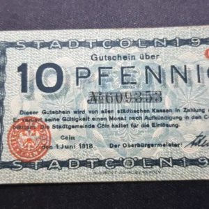Notgeld 10 Pfennig 1917, GERMANIA-Coln, XF