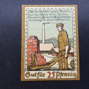 Notgeld 25 Pfennig 1921, GERMANIA-Zeulenroda, UNC