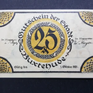 Notgeld 25 Pfennig 1921, GERMANIA-Buxtehude, UNC