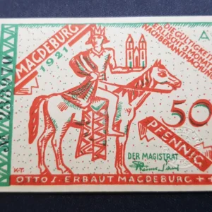Notgeld 50 Pfennig 1921, GERMANIA-Magdeburg, UNC