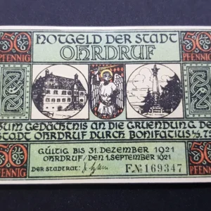 Notgeld 50 Pfennig 1921, GERMANIA-Ohrdruf, XF