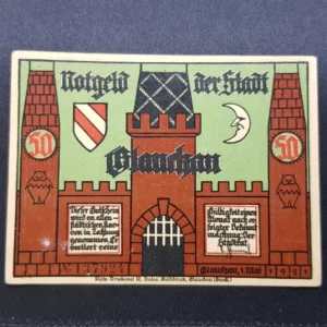 Notgeld 50 Pfennig 1921, GERMANIA-Glauchau, XF