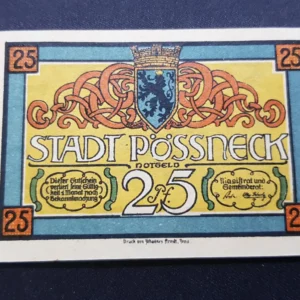Notgeld 25 Pfennig 1921, GERMANIA-Possneck, UNC