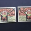 Lot Notgeld 75 Pfennig 1921, consecutive, GERMANIA-Wessenberg, VF