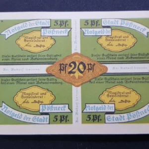 Notgeld 20 Pfennig 1921, GERMANIA-Possneck, UNC
